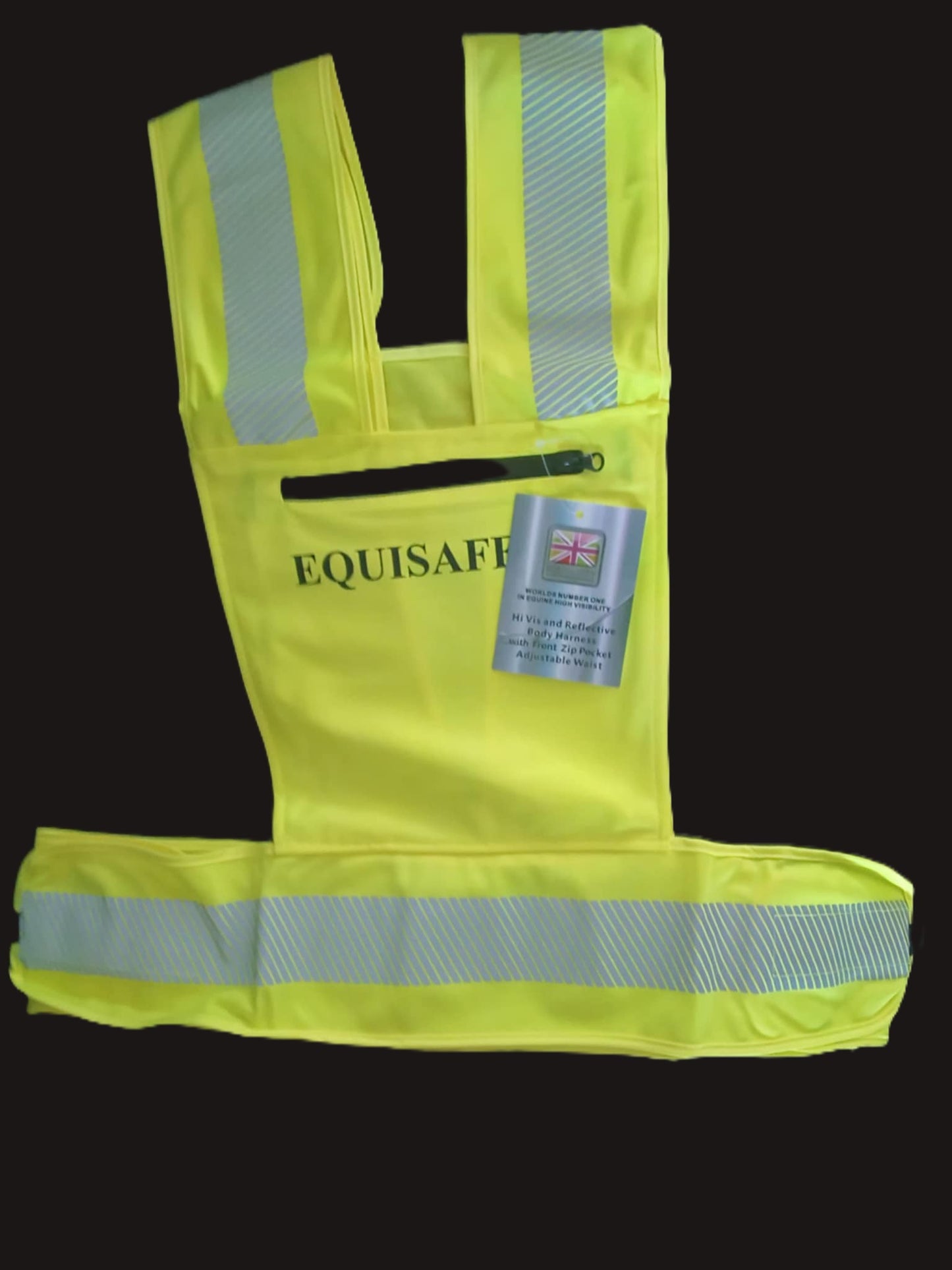 Equisafety Adjustable Reflective Harness with pocket - Yellow