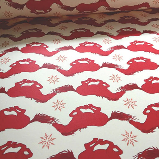 Deckled Edge Gift Wrap Galloping Horses with Snowflakes x 2 Sheets - Christmas