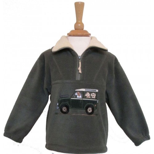 BCC Offroader & Dogs Childrens Fleece Jacket Olive/Cream Trim