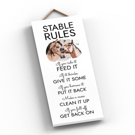 Elico Wooden Plaque: Stable Rules