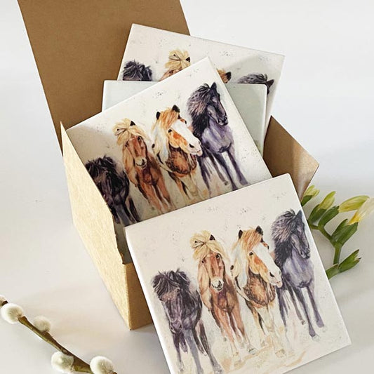 Ceramic Coasters Set: Pony Pals (x 4)