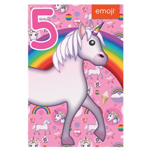 Unicorn Emoji 5th Birthday Card