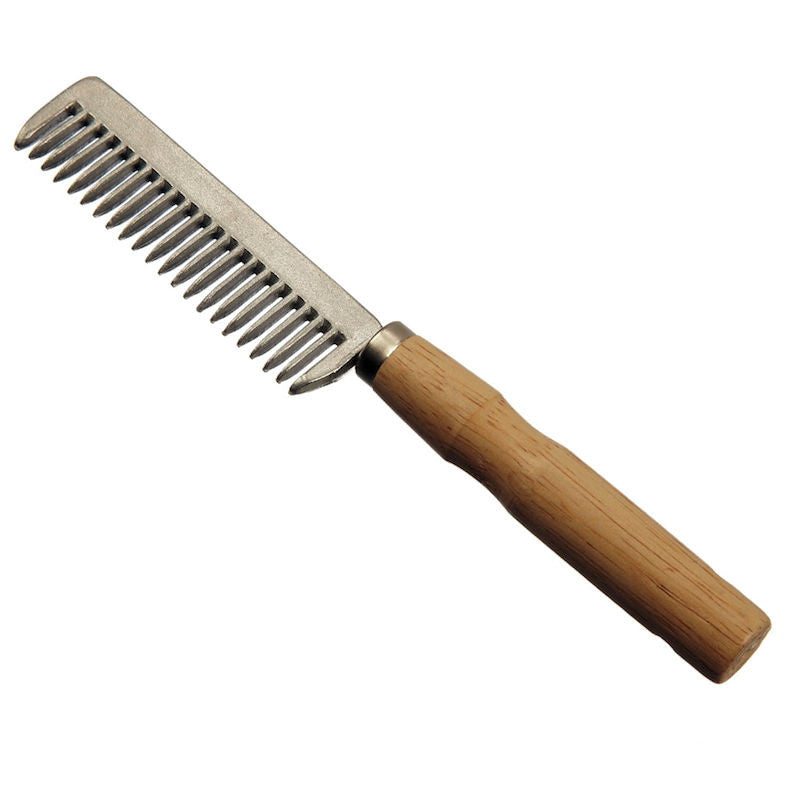 Bitz Mane Comb Aluminium Wooden Handle - Craftwear Equestrian Online Saddlery