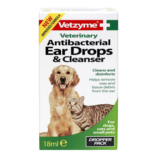 Vetzyme Antibacterial Ear Drops & Cleanser x 18 Ml