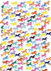 Deckled Edge Gift Wrap Prancing Rainbow Ponies x 2 Sheets