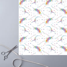 Deckled Edge Gift Wrap Unicorn x 2 Sheets