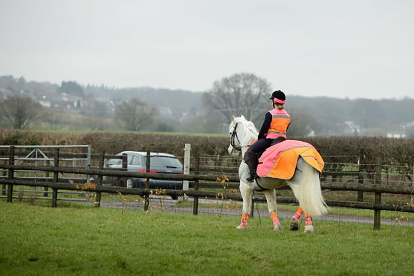 Equisafety Hi-Vis Waterproof Quarter Sheet Pink/Orange