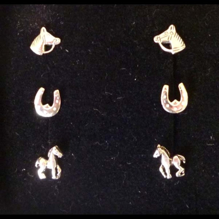 Carina Silver Horse Trio Ear rings