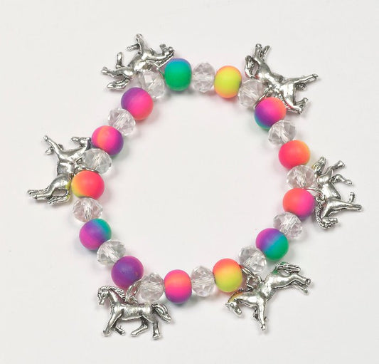 Neon bead horse bracelet